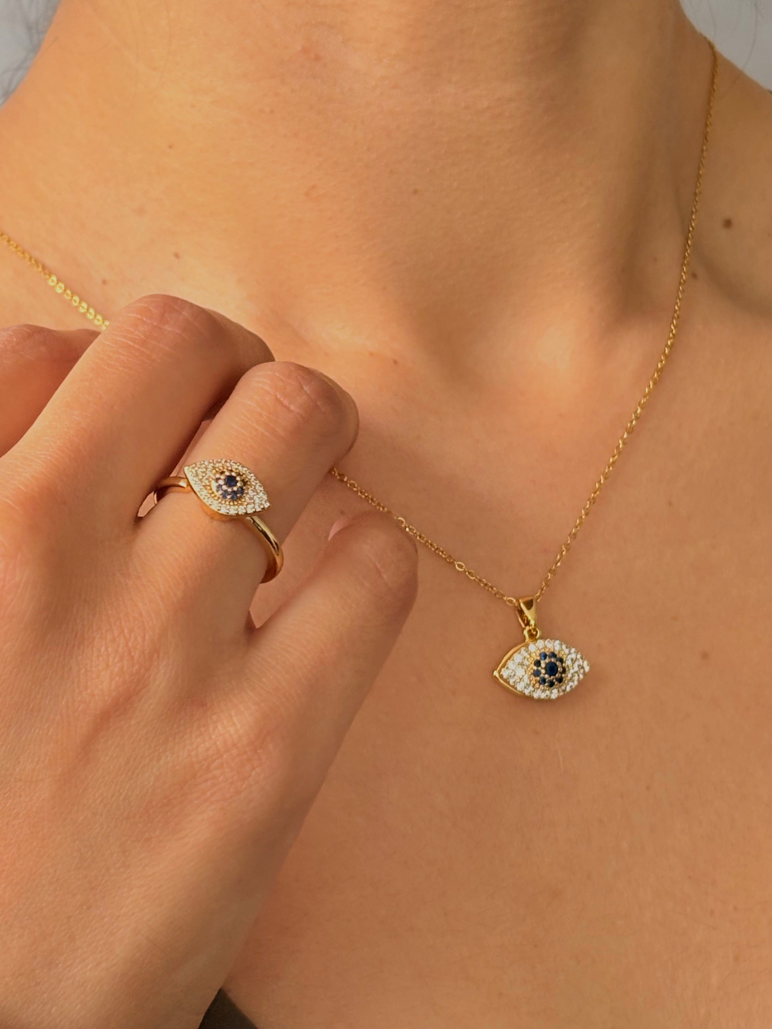 Set antiestrés Anillo y Collar Ojo Turco