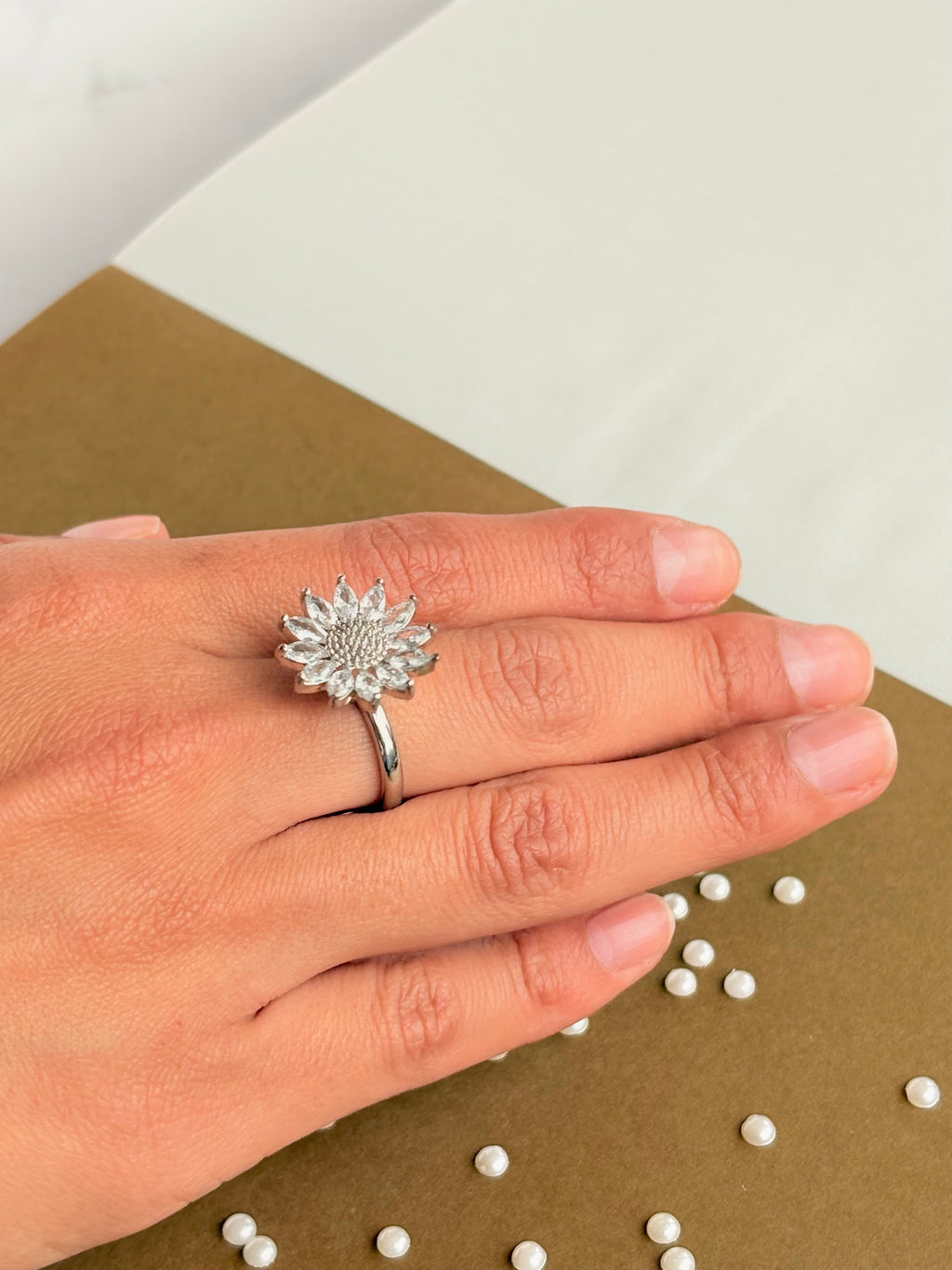 Anillo antiestrés Girasol silver