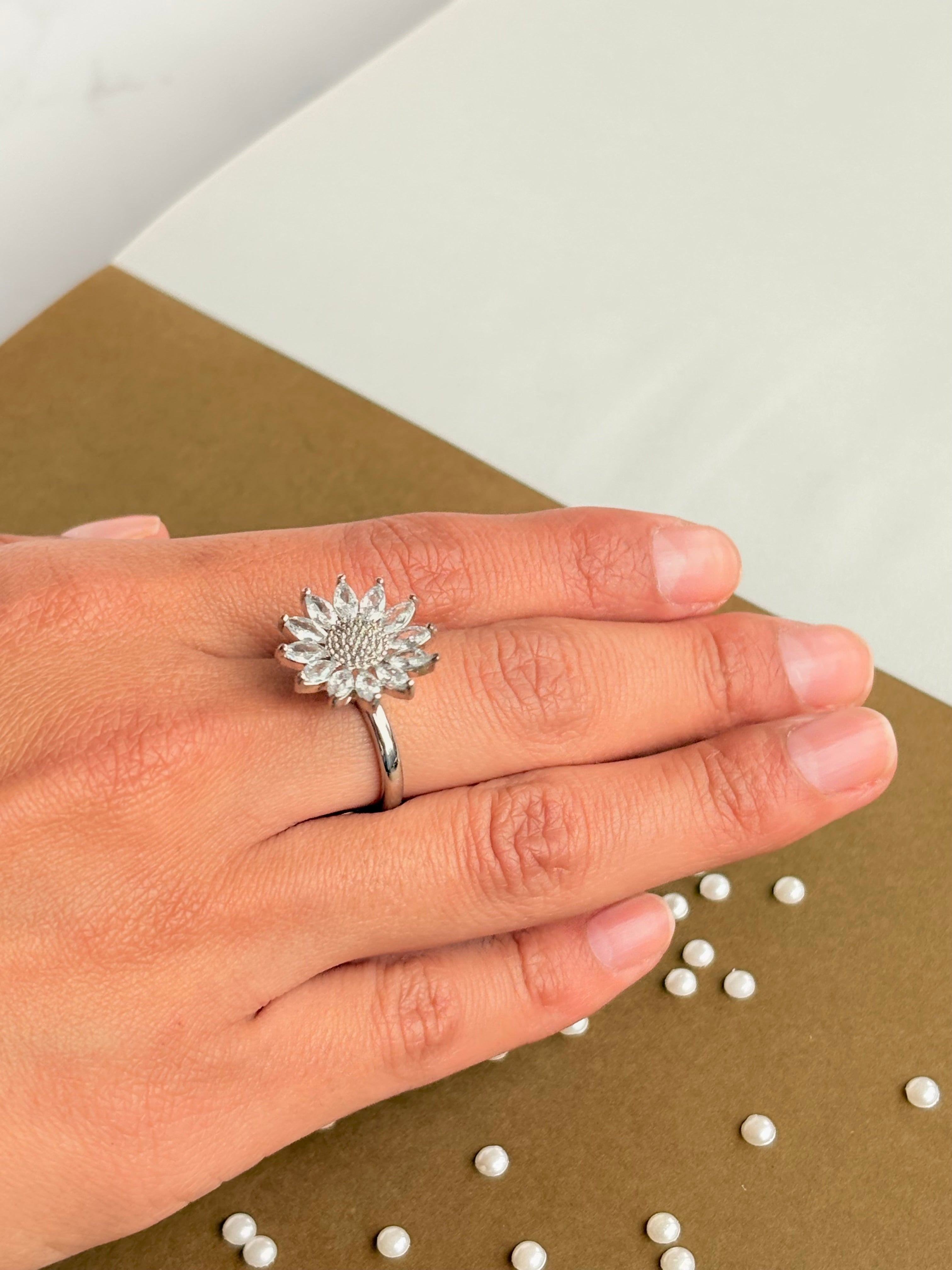 Anillo antiestrés Girasol silver