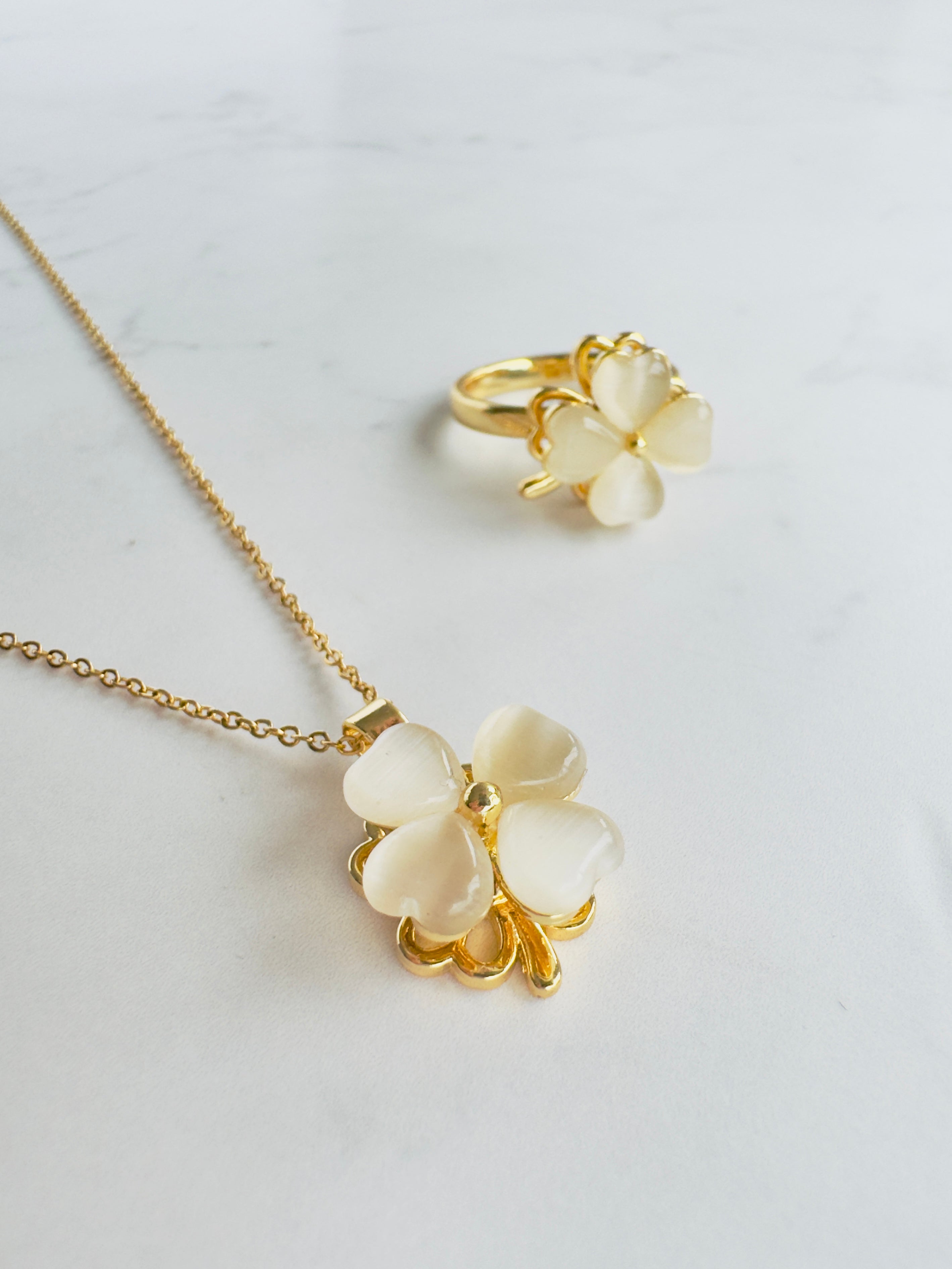 Set antiestrés Anillo y Collar Trébol