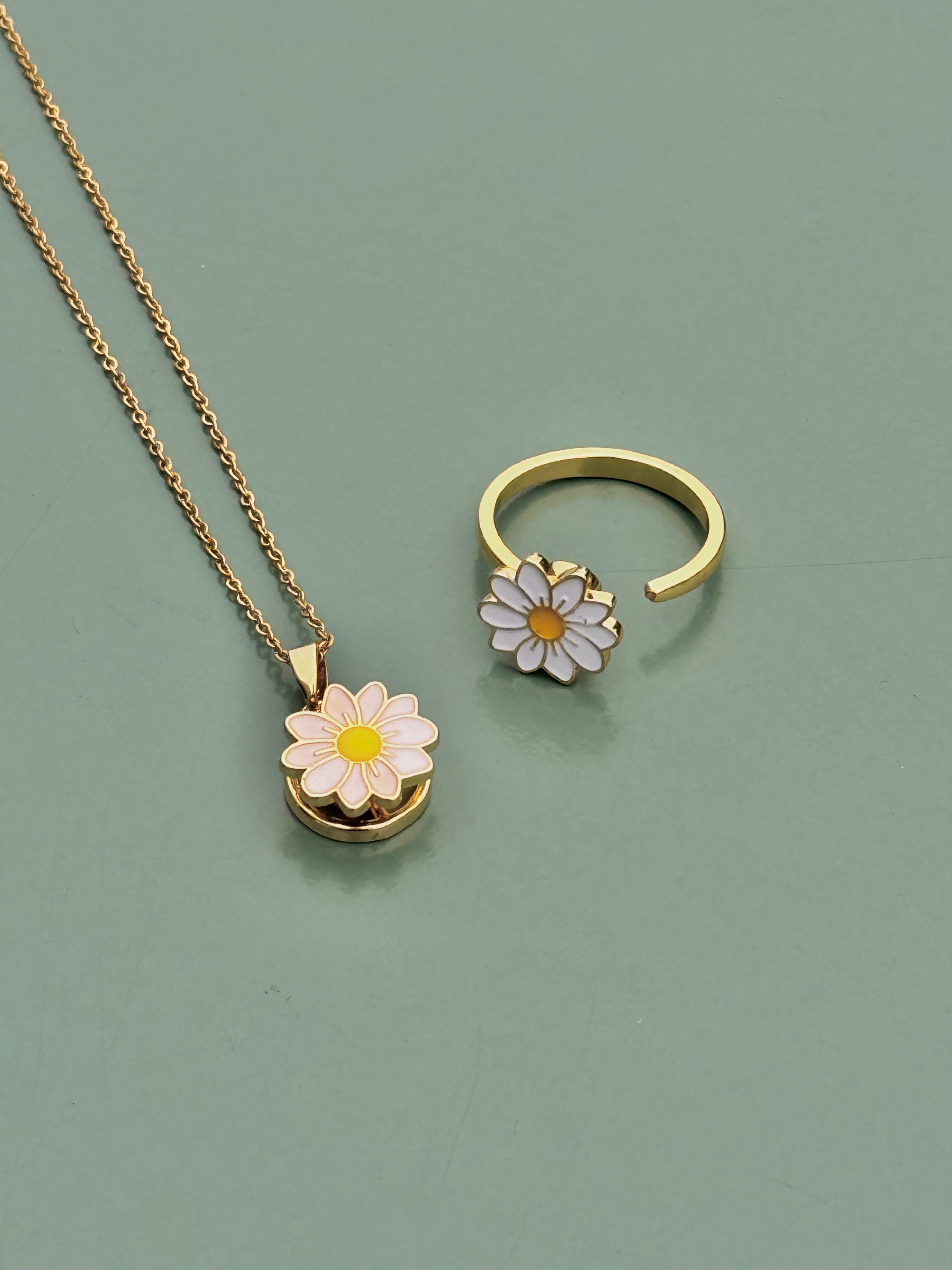 Set antientrés Anillo y Collar Margarita gold